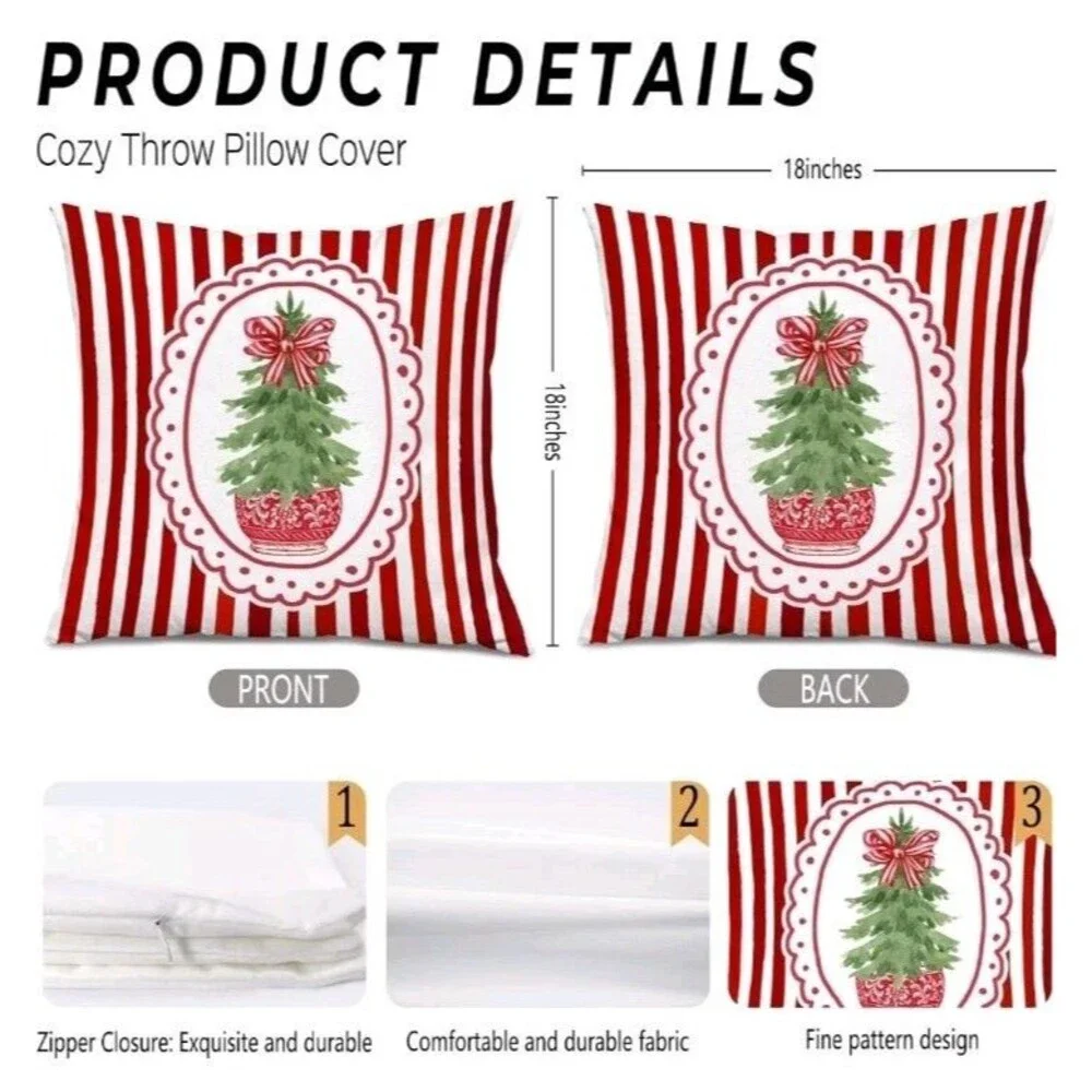 2 Pk Christmas Chinoiserie Tree Gifts Pillow Covers 18x18, Christmas Tree